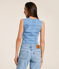 Premium Bella Denim Corset Cropped Vest