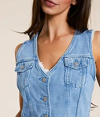 Premium Bella Denim Corset Cropped Vest