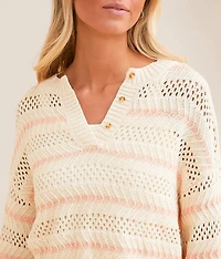 Mia Cropped Henley Sweater
