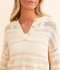 Mia Cropped Henley Sweater