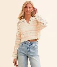 Mia Cropped Henley Sweater