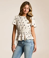 Polka Dot Peplum Top