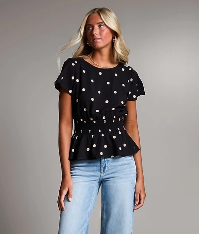 Polka Dot Peplum Top