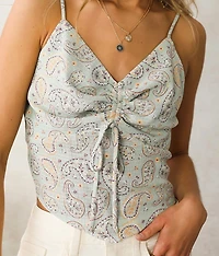 Paisley Back Tie Tank Top