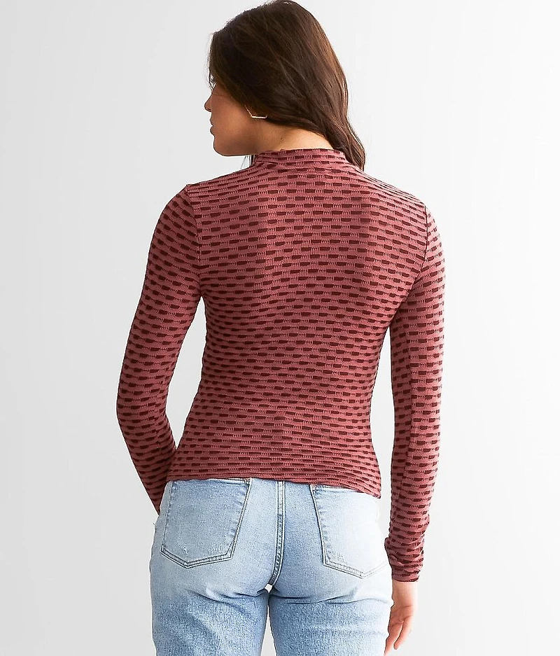 Two Tone Mock Neck Top