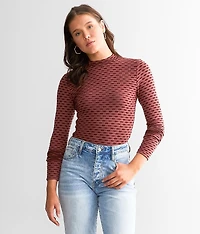 Two Tone Mock Neck Top