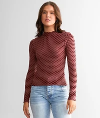 Two Tone Mock Neck Top
