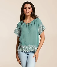 Embroidered Eyelet Top