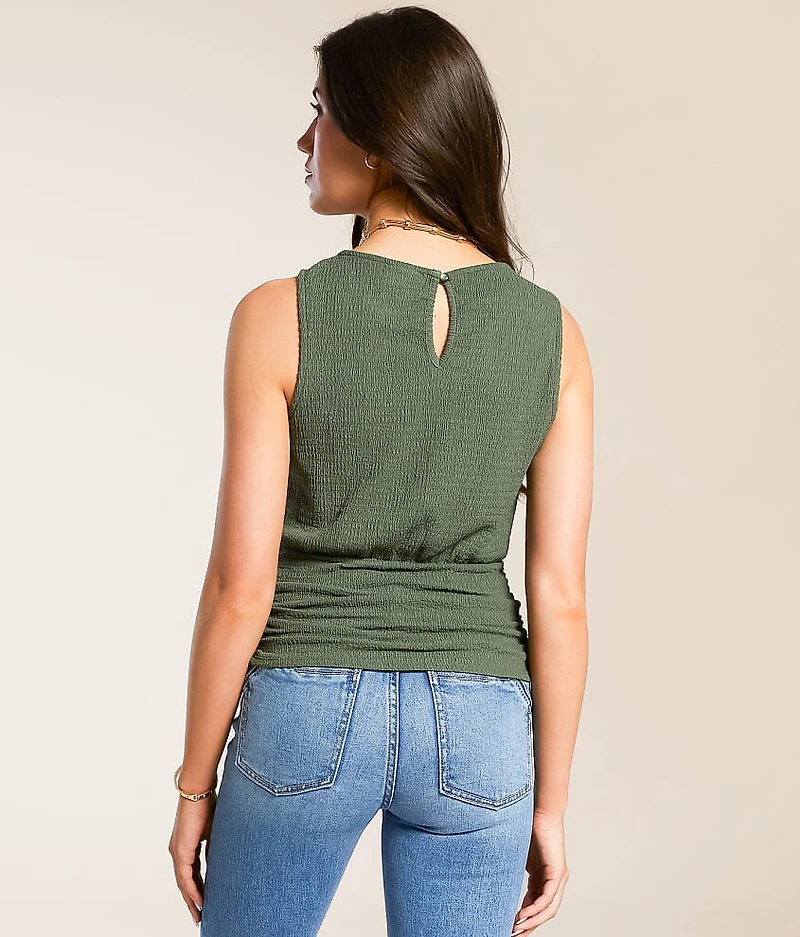 Textured High Neck Tank Top
