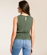 Textured High Neck Tank Top