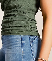Textured High Neck Tank Top