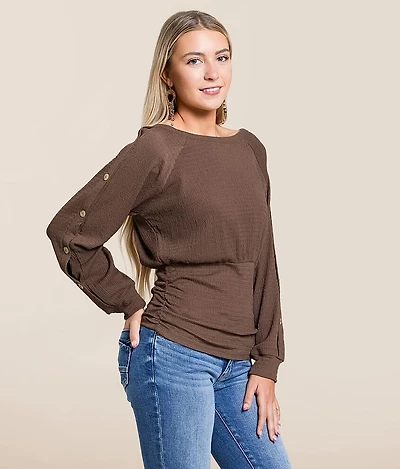 Faux Button Banded Top