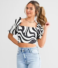 Abstract Cropped Top