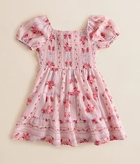 Girls - Floral & Bow Striped Dress