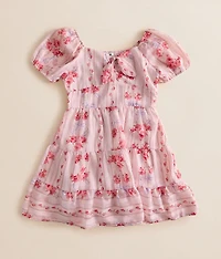 Girls - Floral & Bow Striped Dress