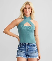 Heathered Halter Sweater Tank Top