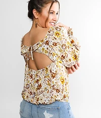 Floral Crinkle Top
