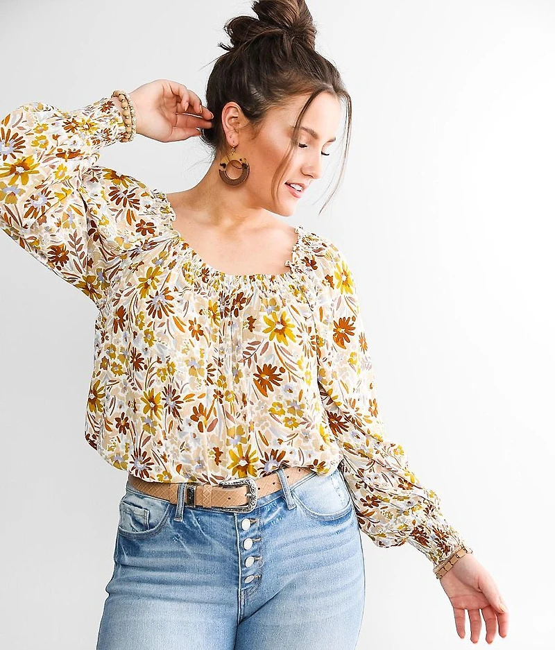 Floral Crinkle Top