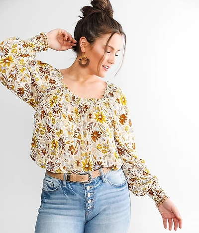Floral Crinkle Top