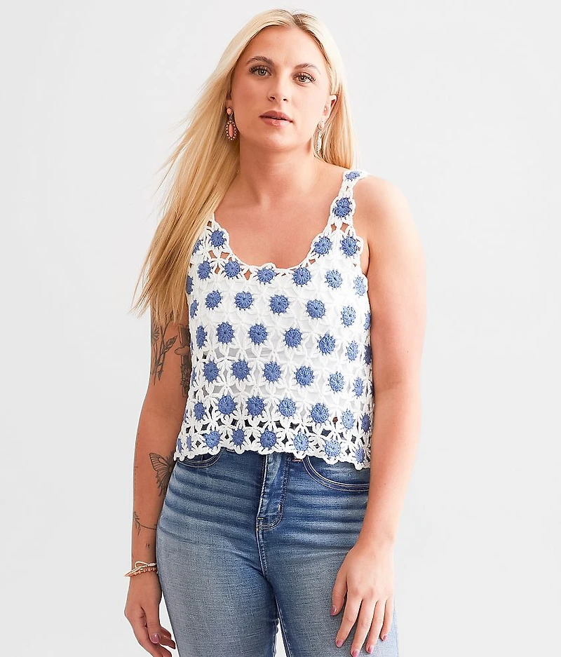 Cropped Crochet Tank Top