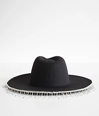 Rhinestone Fringe Panama Hat