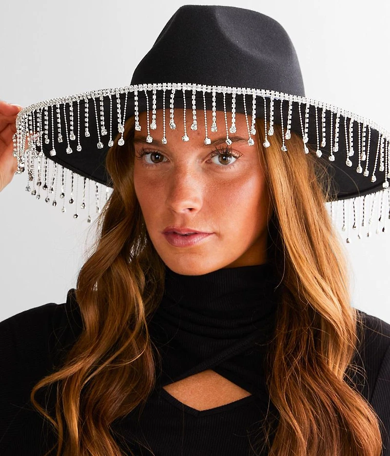 Rhinestone Fringe Panama Hat