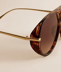 Round Tort Aviator Sunglasses