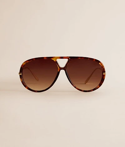 Round Tort Aviator Sunglasses