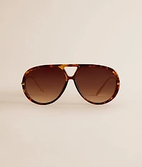 Round Tort Aviator Sunglasses