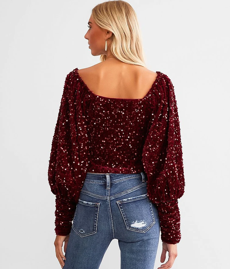 Sequin Velvet Cropped Top