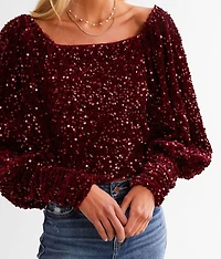 Sequin Velvet Cropped Top