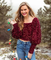 Sequin Velvet Cropped Top