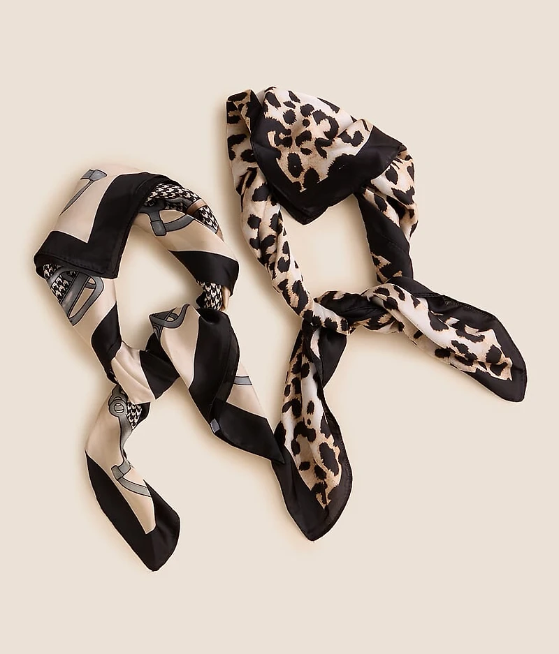 2 Pack Houndstooth & Cheetah Fashion Scarf Set