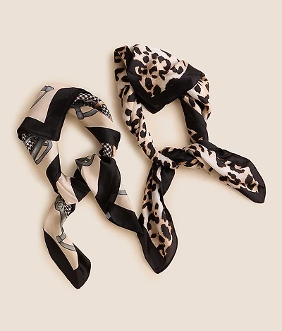 2 Pack Houndstooth & Cheetah Fashion Scarf Set