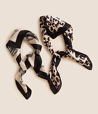 2 Pack Houndstooth & Cheetah Fashion Scarf Set
