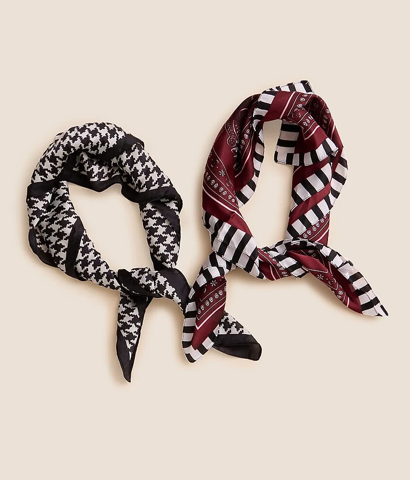 2 Pack Houndstooth & Paisley Fashion Scarf Set