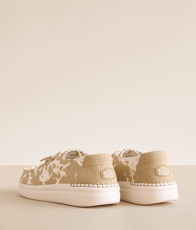 Cow Print Buckle Hey Dude Women's Shoes Hey Dude Womens Wendy