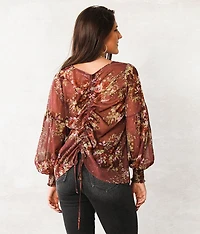 Metallic Floral Print Top