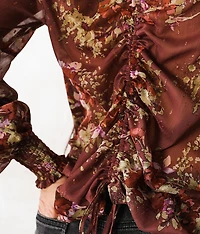 Metallic Floral Print Top