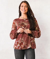 Metallic Floral Print Top