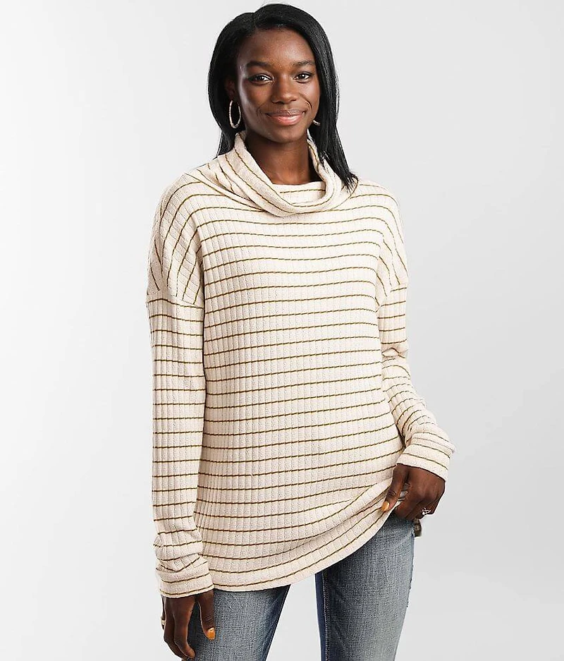 Striped Cowl Neck Top