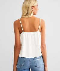 All Favor Feather Trim Tank Top