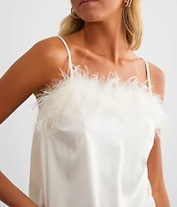 All Favor Feather Trim Tank Top