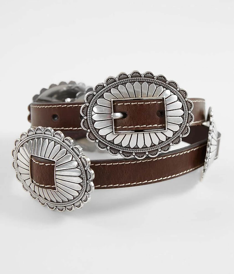 Metal Conch Leather Belt