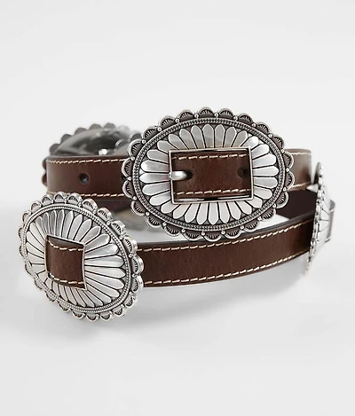Metal Conch Leather Belt