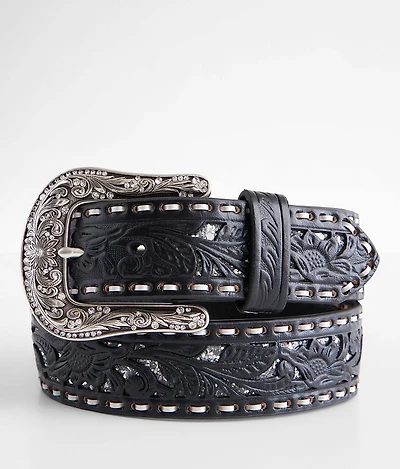 Tooled Leather Western Belt