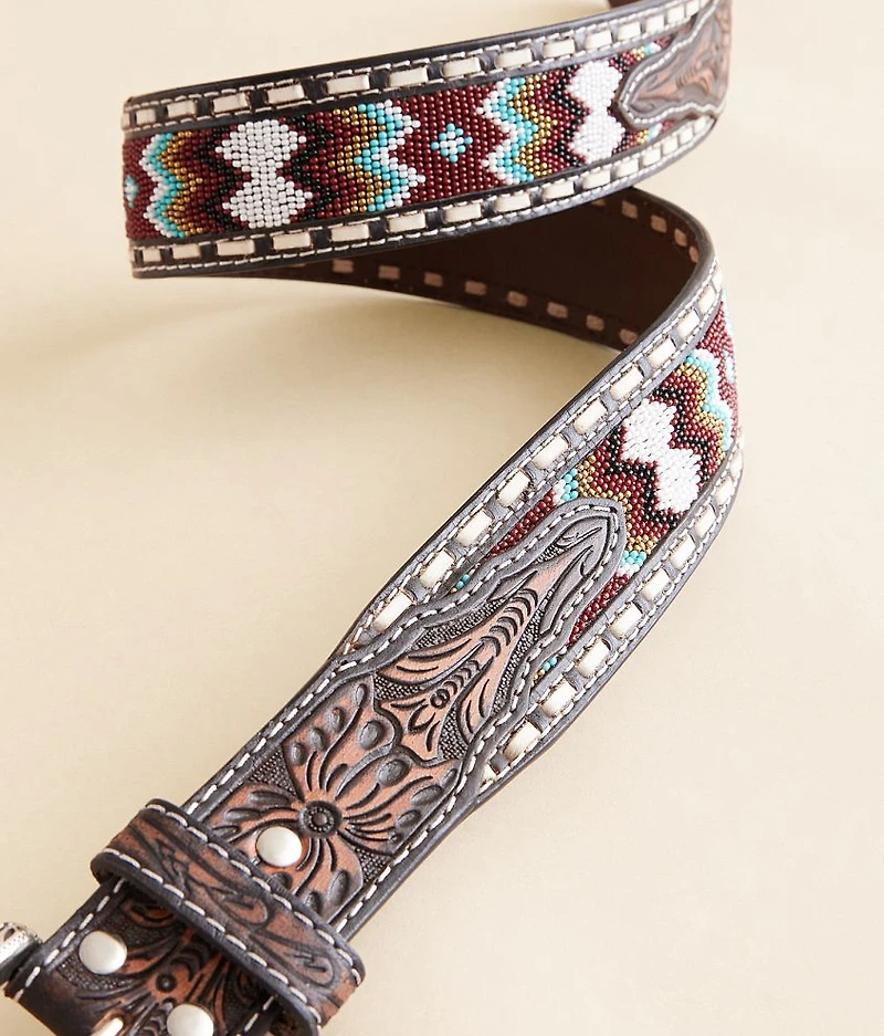 Seed Bead Leather Belt