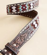 Seed Bead Leather Belt