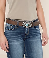 Turquoise Stone Basic Leather Belt