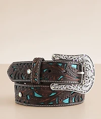 Embossed Turquoise Leather Belt